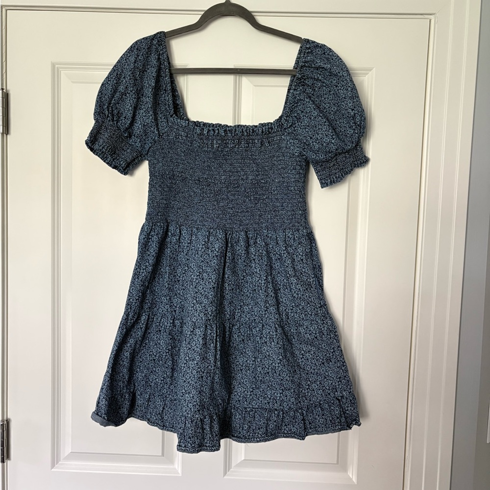 NWOT American Eagle Floral Puff Sleeve Mini Dress in Blue Floral